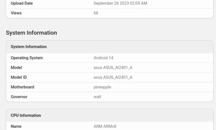 Asus ROG Phone 8 Ultimate GeekBench score